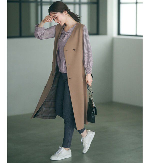 any SiS「【洗える】シルケットジャージーストライプ ブラウス」|Tシャツ・カットソー|