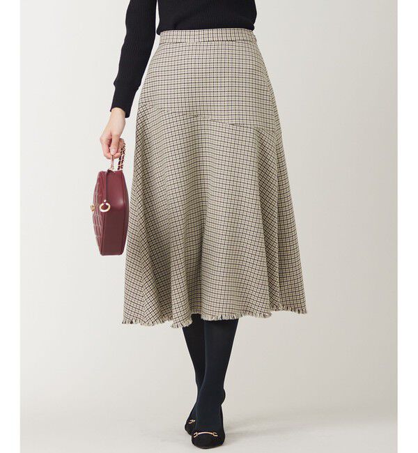 any SiS「【大人百花・美人百花掲載】ガンクラブフリンジ スカート」|スカート|モノトーン系