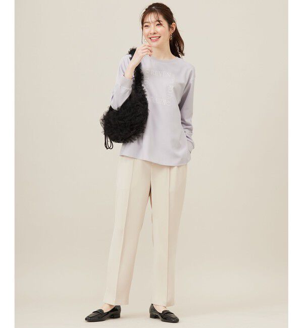 ANY SIS「【洗える】2wayストレッチジョーゼットロゴ ロンT」|Tシャツ・カットソー|