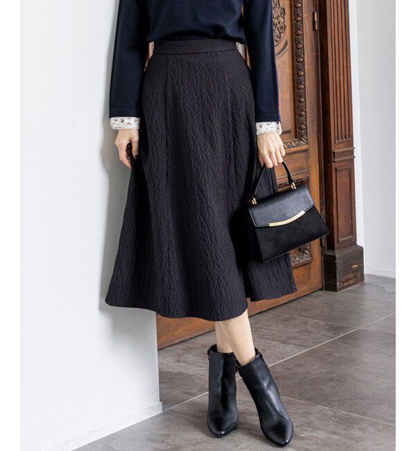 ANY SIS「ジャカードフレア スカート」|スカート|ブラック