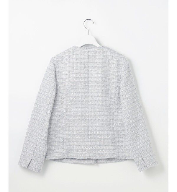 ANY SIS「ノーカラーフリンジツイード ジャケット」|ノーカラージャケット|