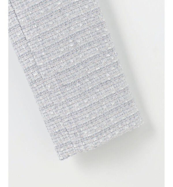 ANY SIS「ノーカラーフリンジツイード ジャケット」|ノーカラージャケット|