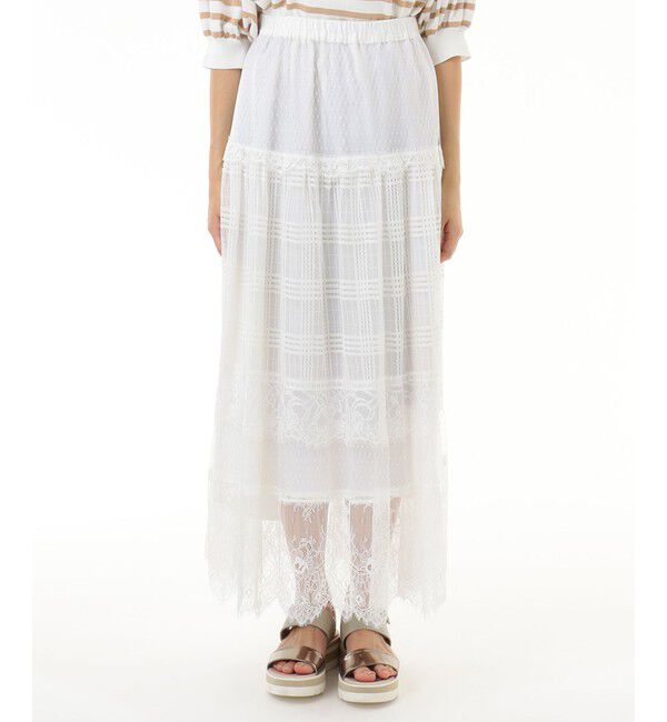 Grace Class「レース切替メッシュスカート」|スカート|ホワイト