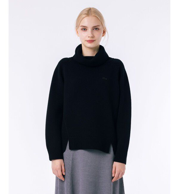 LACOSTE「ミドルゲージタートルネックニットセーター」|ニット・セーター|ブラック