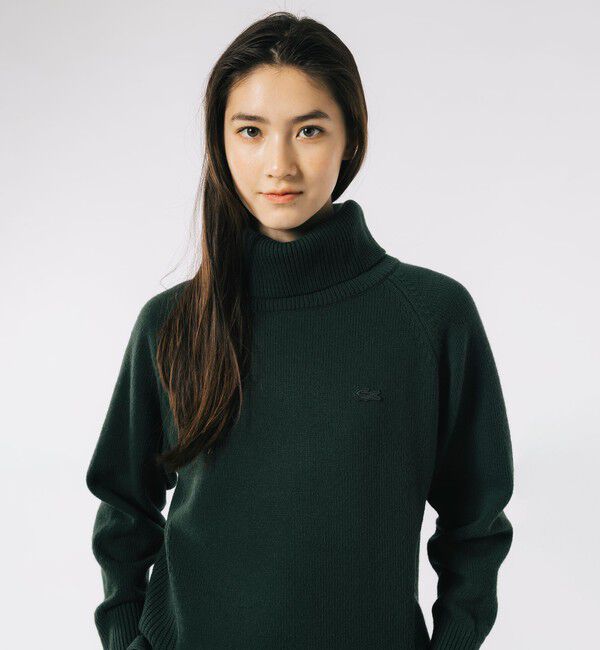 LACOSTE「ミドルゲージタートルネックニットセーター」|ニット・セーター|ダークグリーン