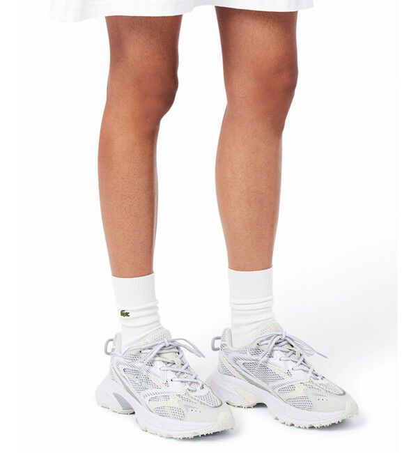 LACOSTE「レディース L003 NEO SHOT 125 1 SFA ビッグメッシュ ハイテクスニーカー」|スニーカー|ホワイト&times;ホワイト