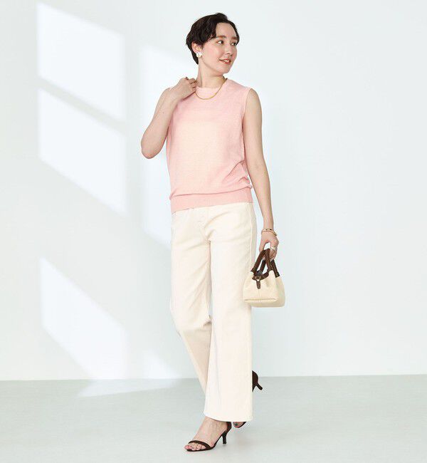 NOLLEY'S「《アンサンブル対応》《手洗い可能》フレンチリネンノースリーブプルオーバーニット」|ニット・セーター|