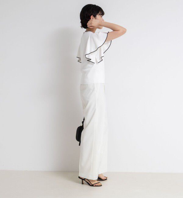 NOLLEY'S sophi「《手洗い可能》袖フリル配色プルオーバーニット」|ニット・セーター|