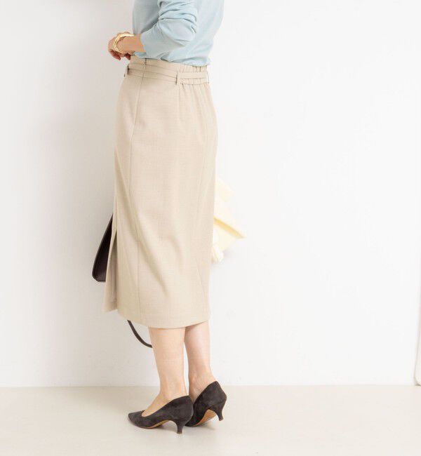 NOLLEY'S sophi「ウォッシャブルベルト付きラップ風タイトスカート」|タイト|