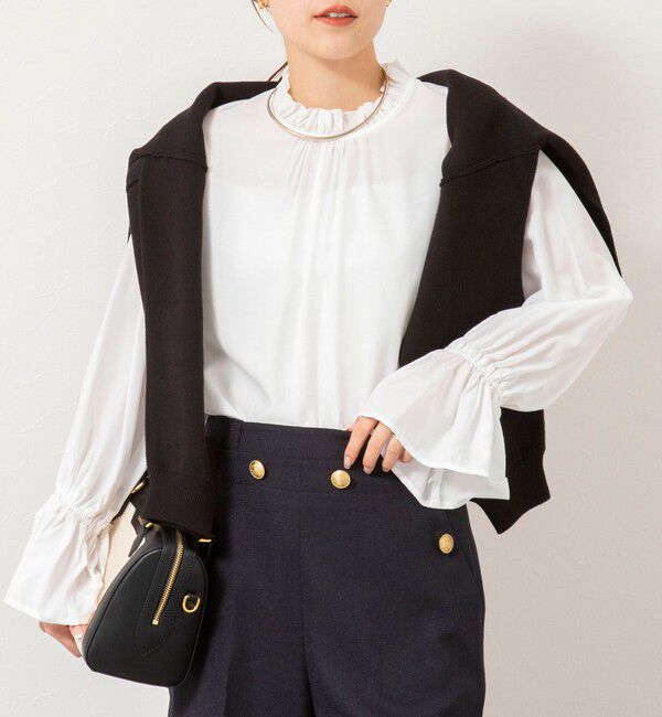 NOLLEY'S「ウォッシャブル襟フリルプルオーバーブラウス」|シャツ・ブラウス|ホワイト