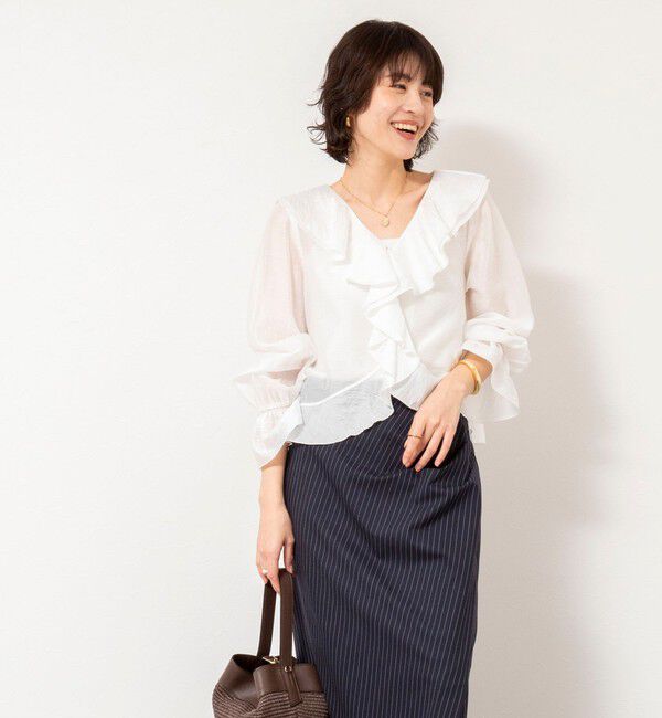 NOLLEY'S sophi「ウォッシャブルシアーラッフル羽織りブラウス」|シャツ・ブラウス|