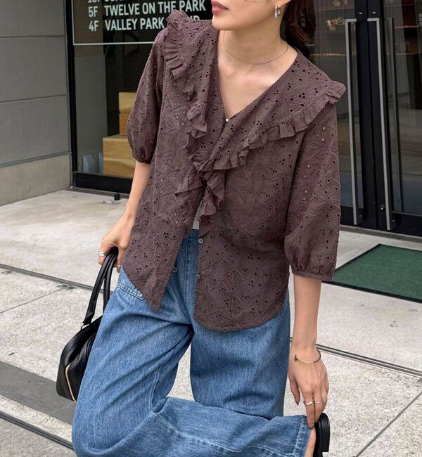 fredy emue「レースフリルカラーブラウス」|シャツ・ブラウス|