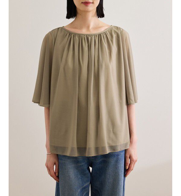 ROPE「【洗える】ブライトネスヤーンギャザーブラウス/セットアップ対応」|シャツ・ブラウス|