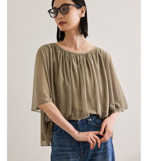 ROPE「【洗える】ブライトネスヤーンギャザーブラウス/セットアップ対応」|シャツ・ブラウス|