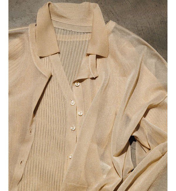 ROPE「【洗える】【WEB・一部店舗限定】シアーリブＶネックポロニット」|ニット・セーター|