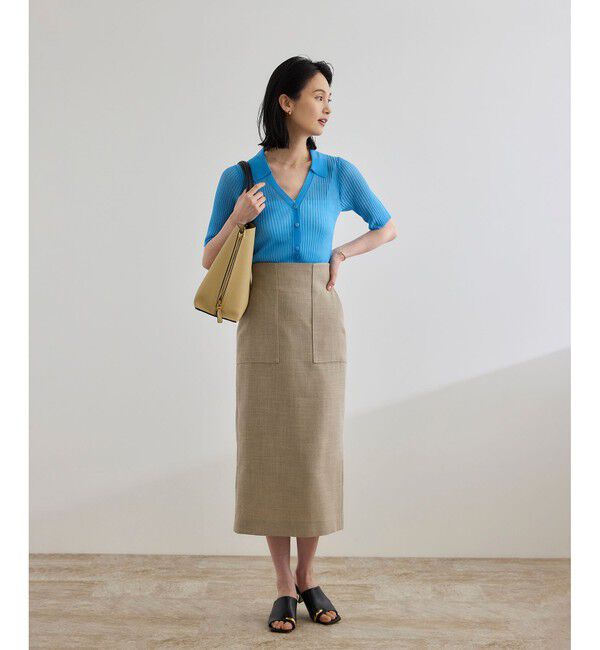 ROPE「【洗える】【WEB・一部店舗限定】シアーリブＶネックポロニット」|ニット・セーター|