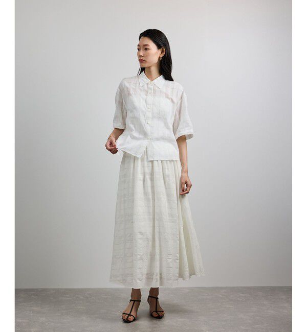 ROPE「【洗える】シアーチェックスカート/セットアップ対応」|スカート|