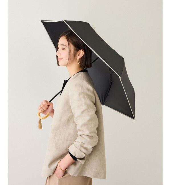 ROPE「[晴雨兼用]バンブーハンドルバイカラーコンパクトパラソル(折りたたみ傘・日傘)/UV100%カット/完全遮光生地」|傘|