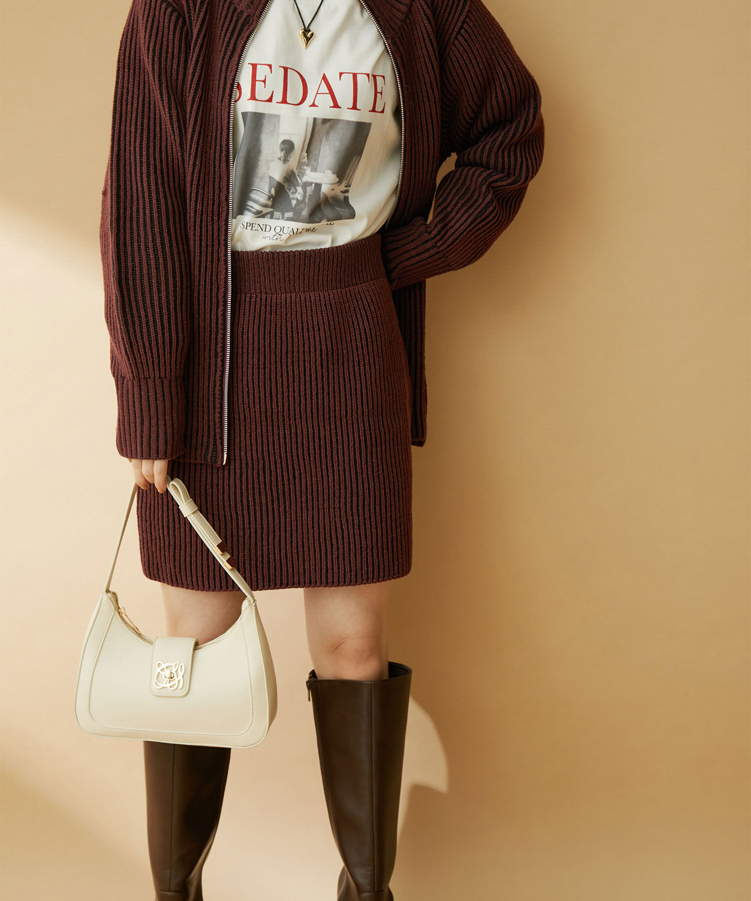 VIS「【洗える】ミニ丈タイトニットスカート【セットアップ対応】」|スカート|