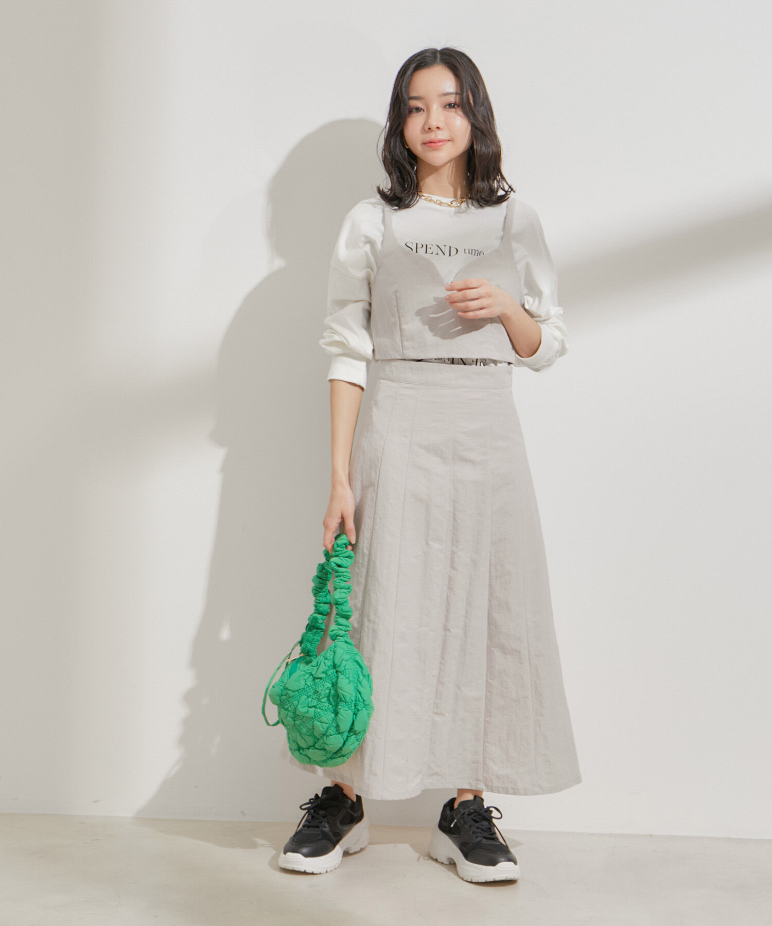 VIS「【セットアップ対応】ナイロンワッシャーAラインスカート【洗える】」|スカート|