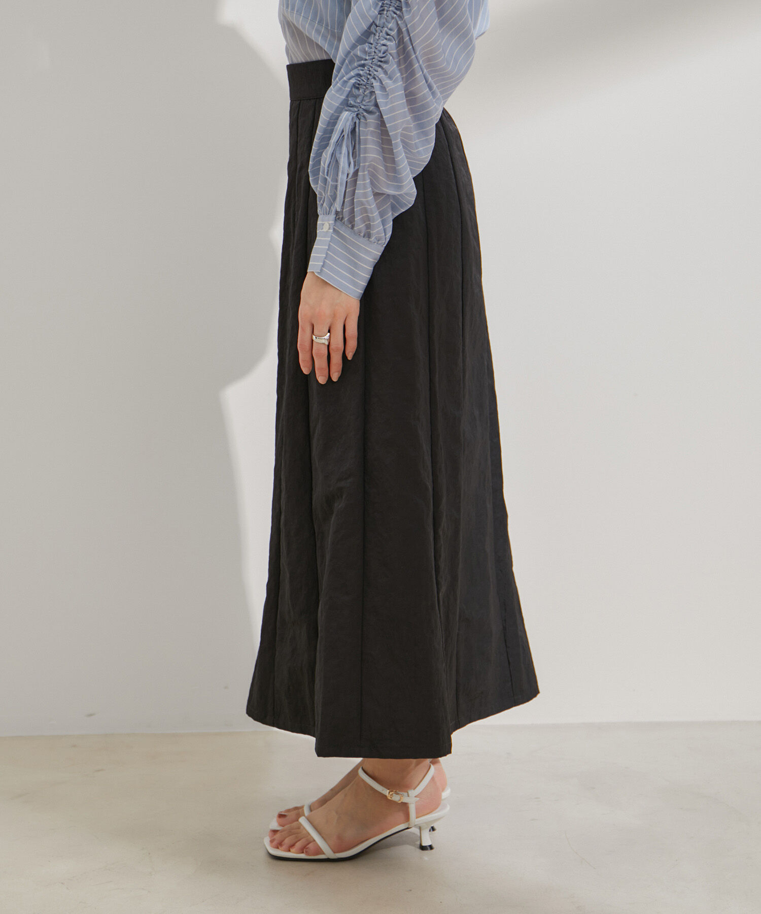 VIS「【セットアップ対応】ナイロンワッシャーAラインスカート【洗える】」|スカート|