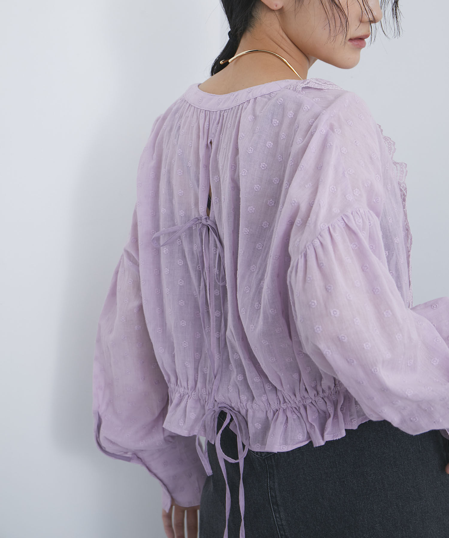 VIS「ドビーフラワーブラウス」|シャツ・ブラウス|ラベンダー(52)