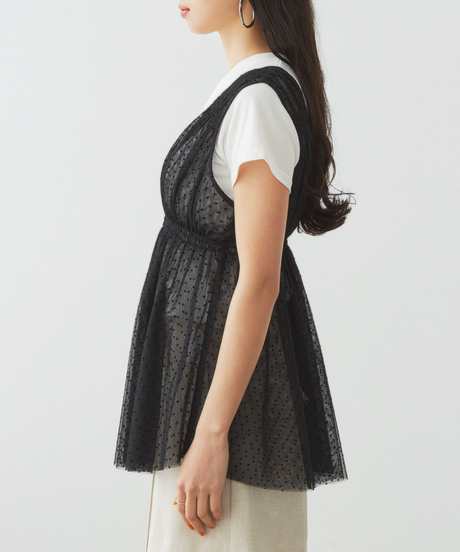 VIS「フロッキードットチュールチュニック」|シャツ・ブラウス|
