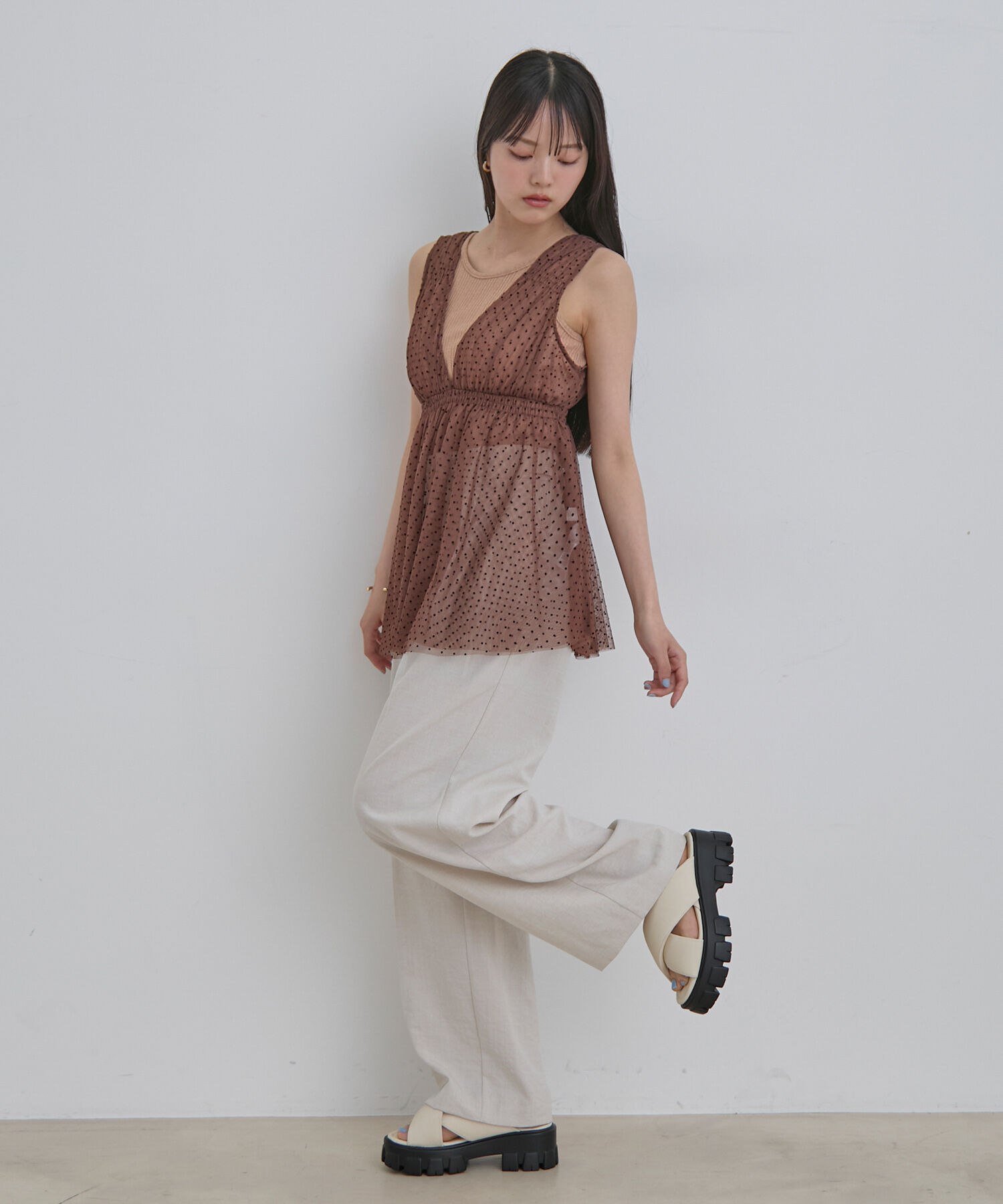 VIS「フロッキードットチュールチュニック」|シャツ・ブラウス|