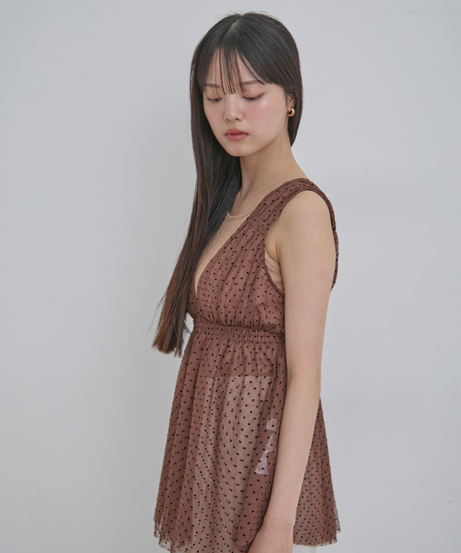 VIS「フロッキードットチュールチュニック」|シャツ・ブラウス|