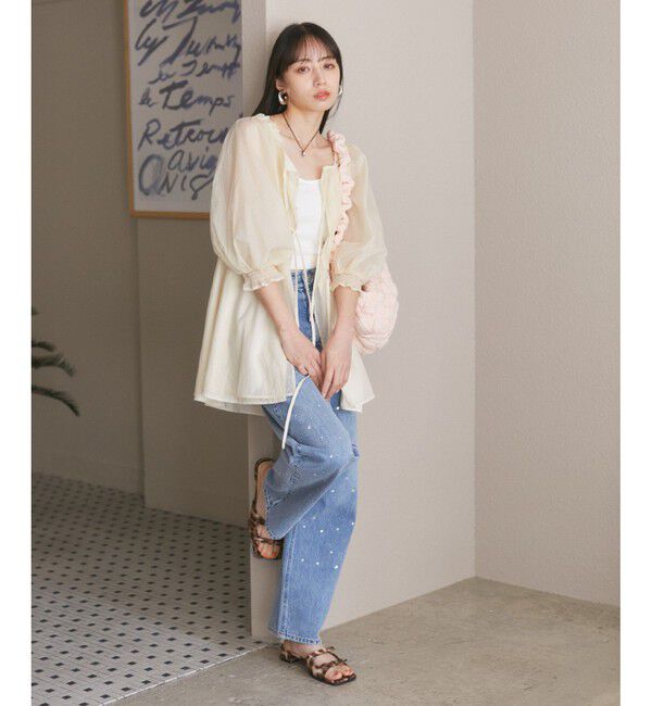 VIS「パフスリーブナイロンチュニックブラウス」|シャツ・ブラウス|