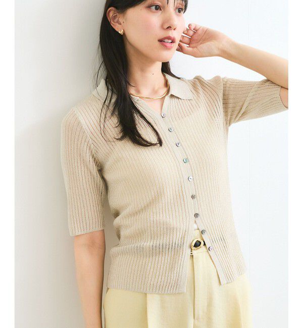 VIS「半袖サマーニットポロカーディガン」|ニット・セーター|