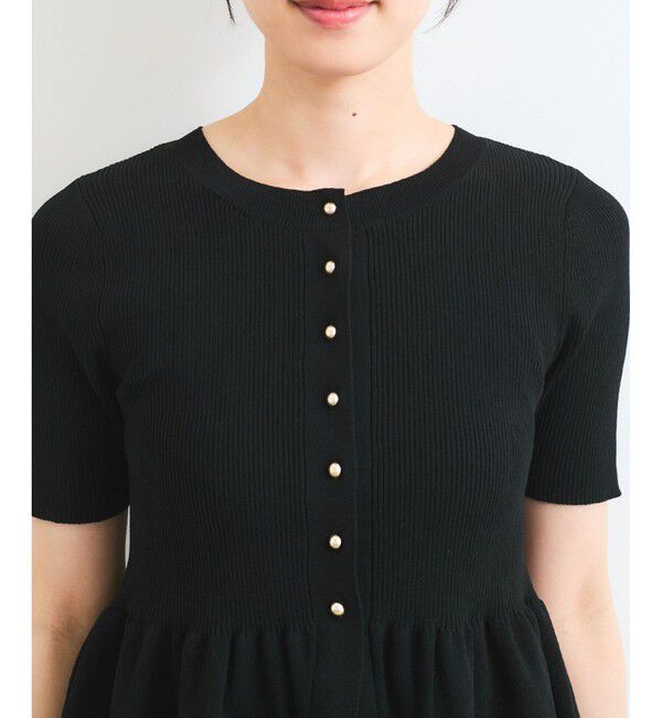 VIS「【アンチピリング】ペプラムハーフスリーブニットカーディガン」|カーディガン|