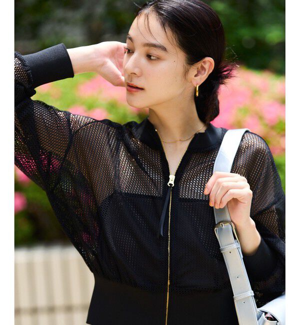 VIS「【WEB限定】ジップアップメッシュブルゾン/カーディガン」|カーディガン|