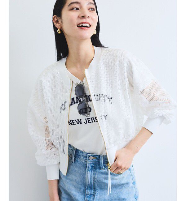 VIS「【WEB限定】ジップアップメッシュブルゾン/カーディガン」|カーディガン|