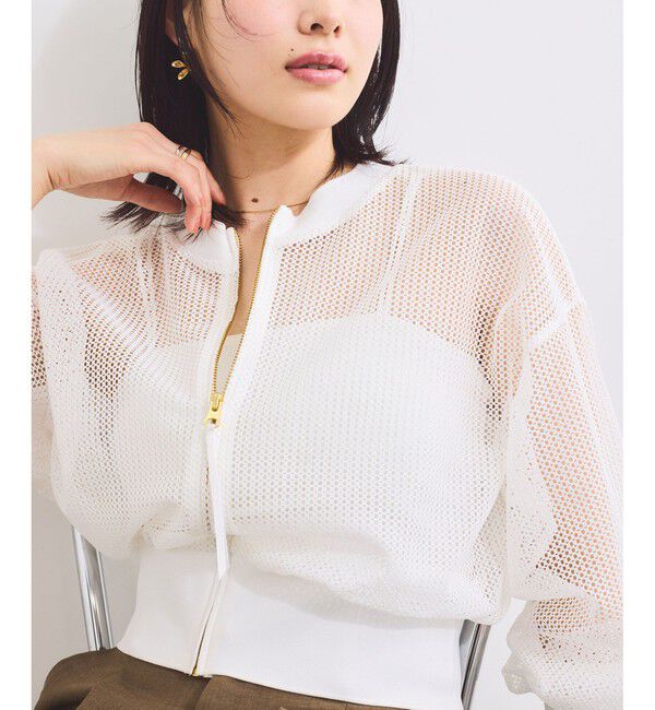 VIS「【WEB限定】ジップアップメッシュブルゾン/カーディガン」|カーディガン|