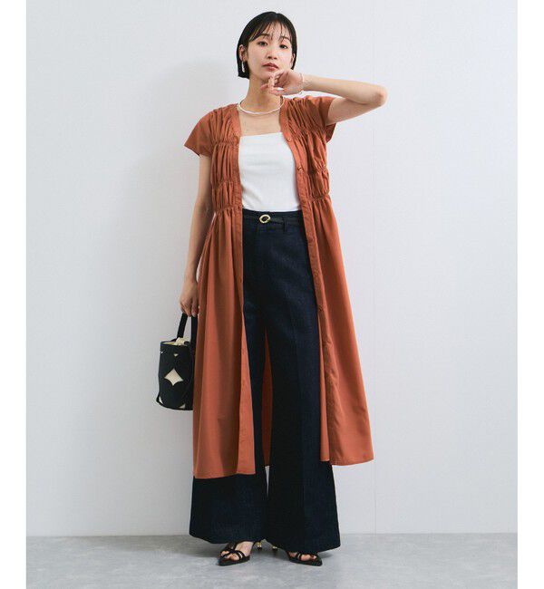 VIS「シャーリングデザインワンピース【WEB限定サイズ】」|ワンピース|