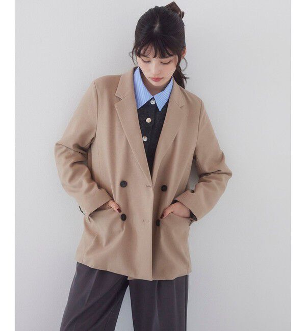 VIS「【美easy】ウーリッシュダブルブレストテーラードジャケット【セットアップ対応/洗える】」|テーラードジャケット|