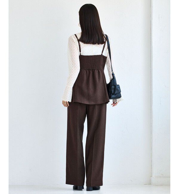 VIS「【美easy】ウーリッシュワンタックワイドパンツ【セットアップ対応/洗える】」|スラックス|