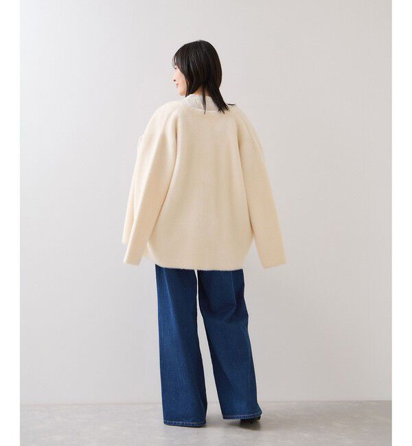 VIS「接結メタルボタンミニフェザーニットコート」|ノーカラージャケット|