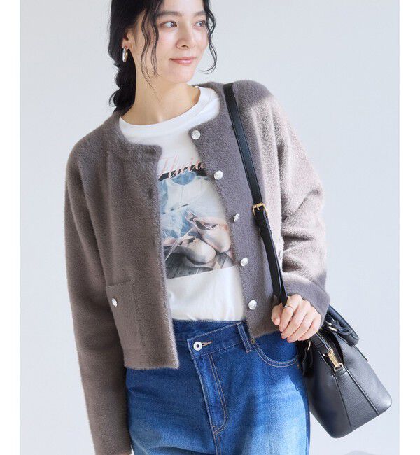 VIS「接結ミニフェザーニットジャケットカーディガン/一部WEB限定カラー」|カーディガン|