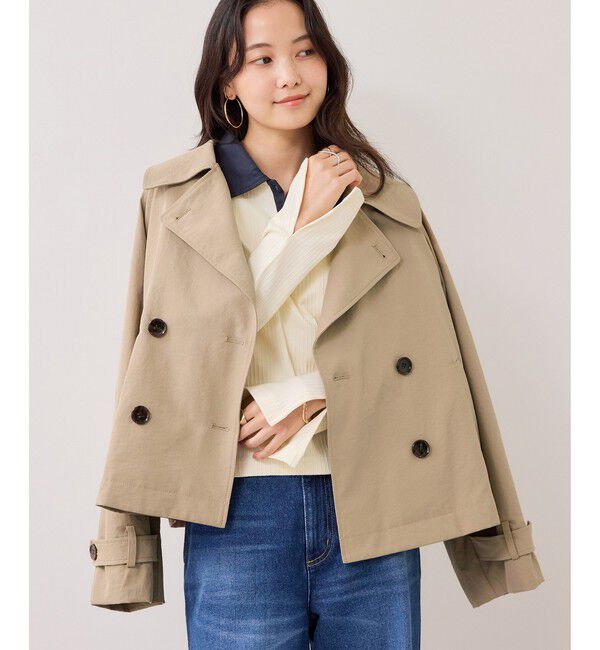 VIS「ショートトレンチコート/UVケア・撥水・花粉ガード」|トレンチコート|