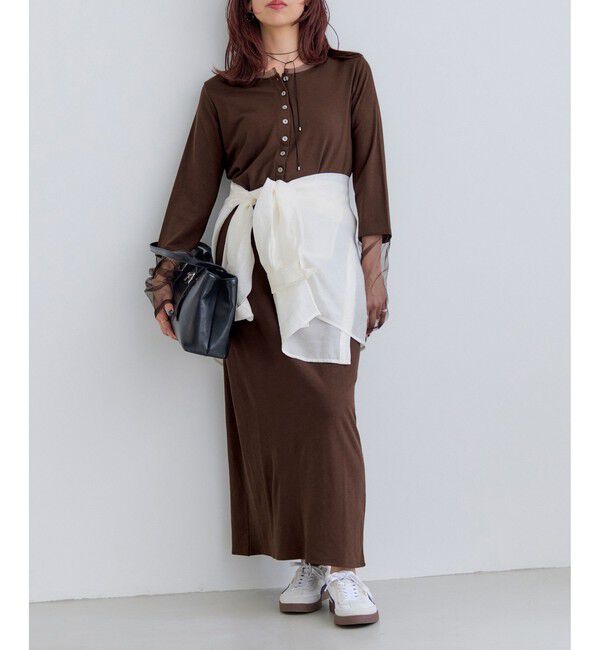 VIS「【WEB限定】チュールレイヤード風ワンピース」|ワンピース|ブラウン(20)