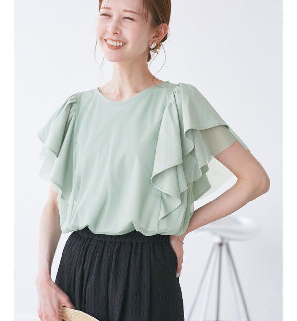 Rope&rsquo;Picnic「【UVカット・接触冷感】Cutee チュールフリルトップス」|Tシャツ・カットソー|