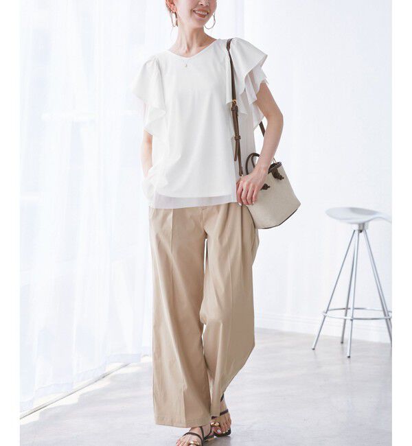 Rope&rsquo;Picnic「【UVカット・接触冷感】Cutee チュールフリルトップス」|Tシャツ・カットソー|