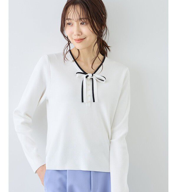 Rope&rsquo;Picnic「配色リボンパールニット」|ニット・セーター|