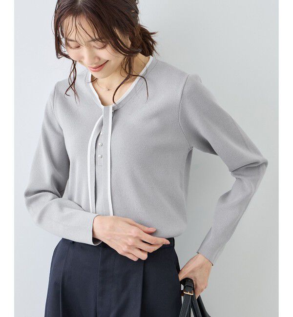 Rope&rsquo;Picnic「配色リボンパールニット」|ニット・セーター|