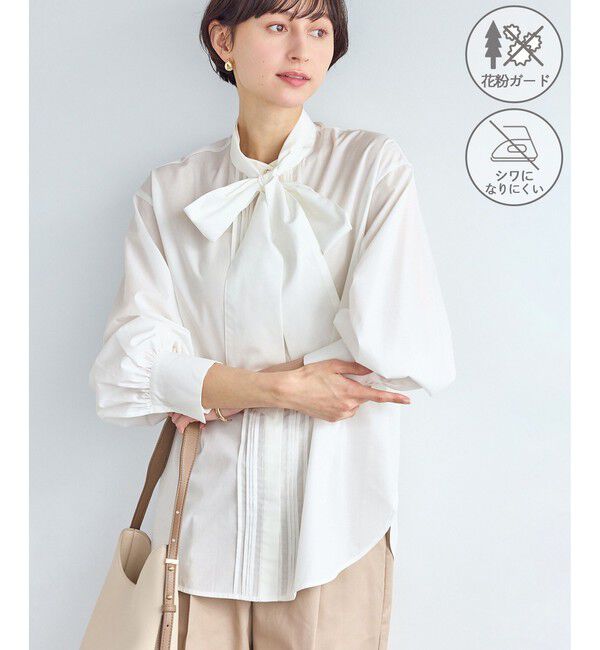 Rope&rsquo;Picnic「ボウタイリボンシャツ/花粉ガード・防シワ」|シャツ・ブラウス|オフホワイト(15)
