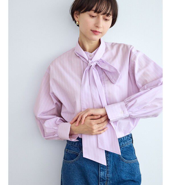 Rope&rsquo;Picnic「ボウタイリボンシャツ/花粉ガード・防シワ」|シャツ・ブラウス|