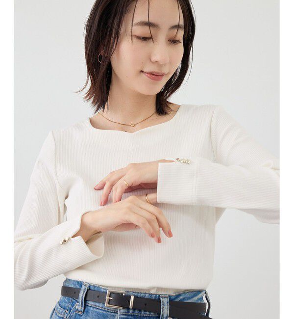 Rope&rsquo;Picnic「ハートネックリブジャケットインナー」|Tシャツ・カットソー|