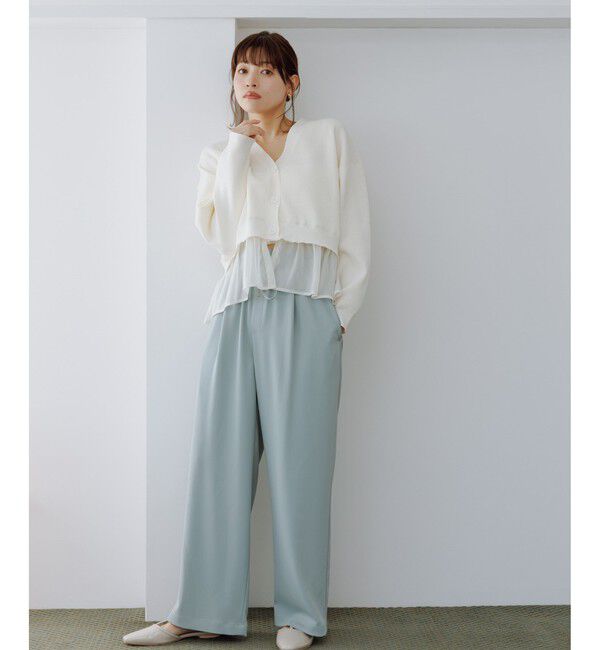 Rope&rsquo;Picnic「異素材ドッキングニットカーディガン/イージーケア」|カーディガン|